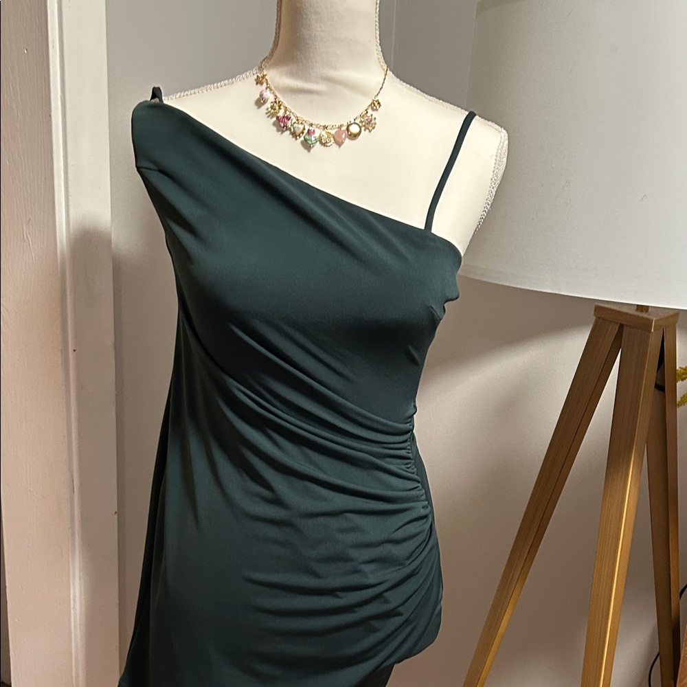 Elegant multi-wear Off-Shoulder Green Dress